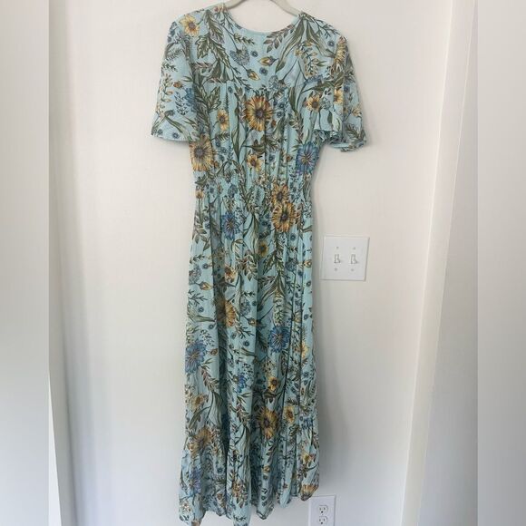 Able The Label Floral Hi/Lo Hem Maxi Dress M - Picture 5 of 7